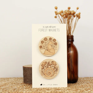 Forest Friends Wooden Magnets - Set of 2