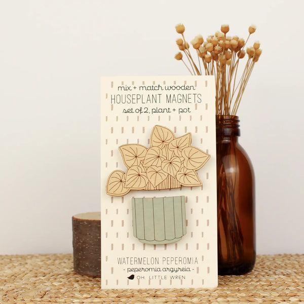 Houseplant Wooden Magnets - Set of 2