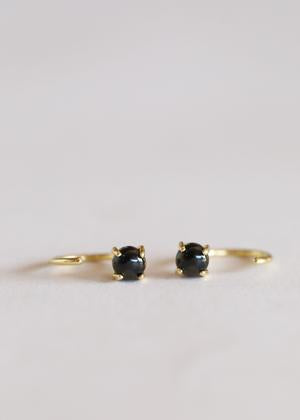 Obsidian Huggies Earrings