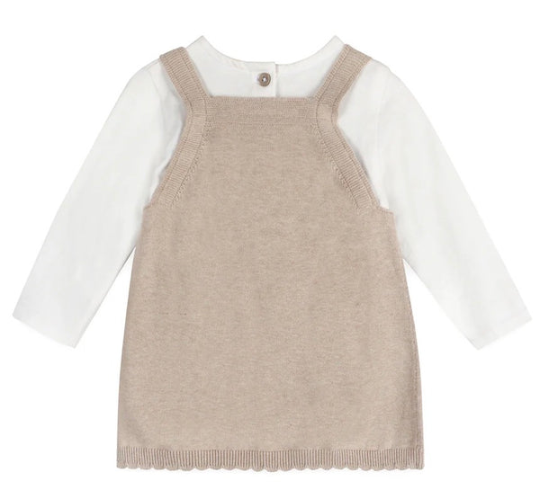 Bunny 3D Ears Applique Baby Knit Tunic Dress Set