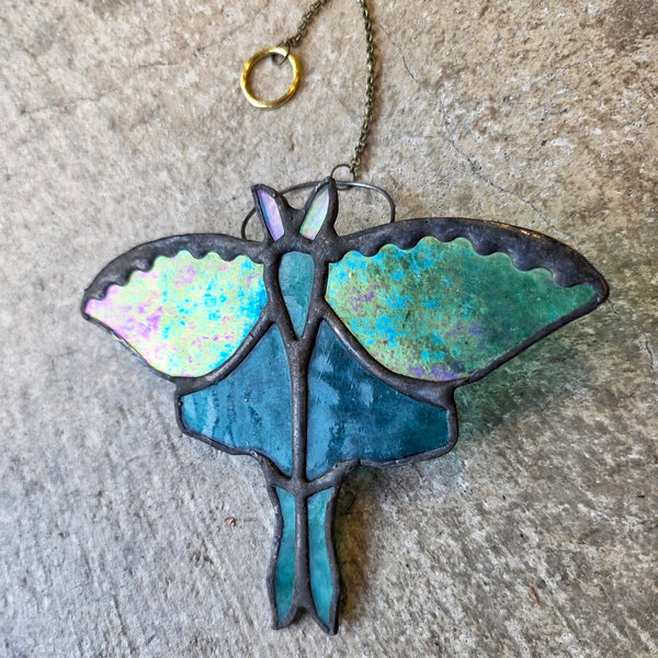 Teal/ Blue Luna Moth Suncatcher