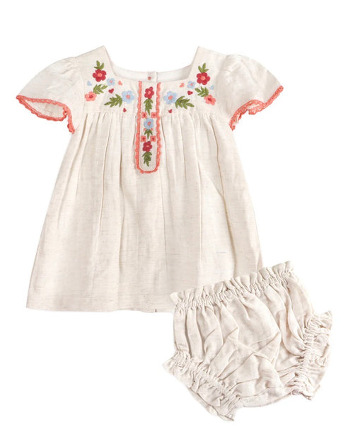 Gabi Embroidered Baby Dress + Bloomer