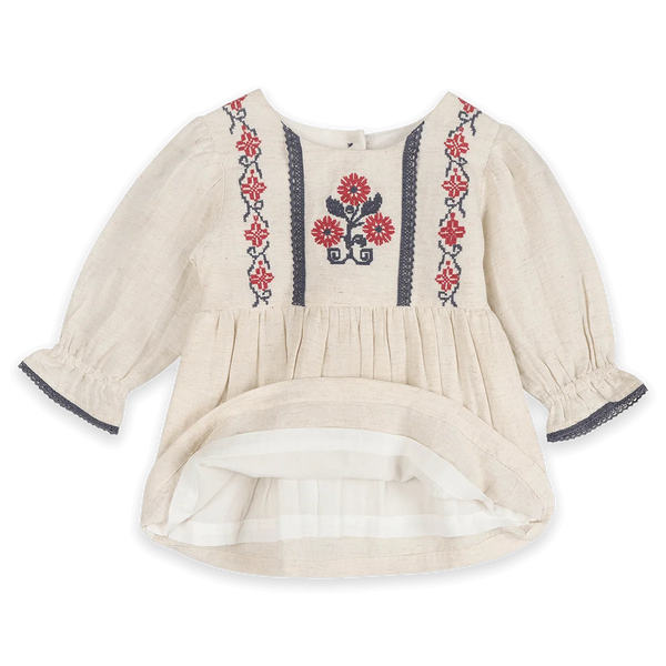 Eileen Embroidered Floral Baby Dress & Bloomer Set