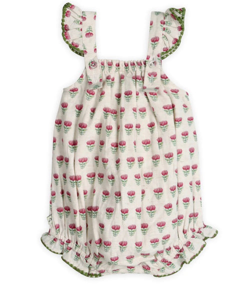 Delaney Block Floral Baby Romper + Headband