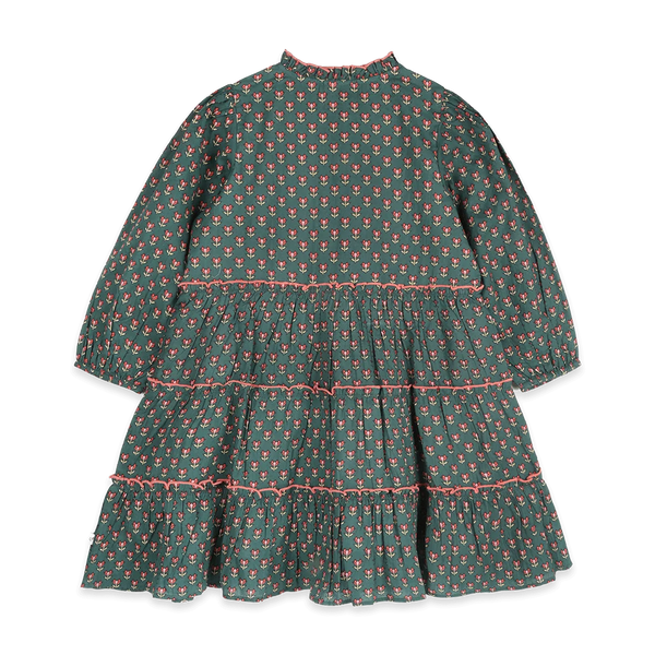 Jasmine Layered Girl Dress - Forest Green