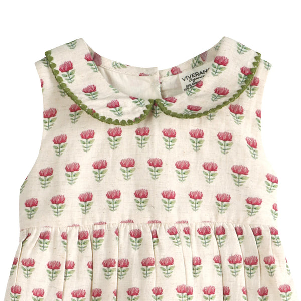 Mia Block Print Floral Baby Dress + Bloomer
