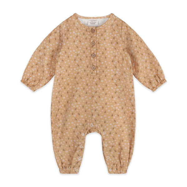Floral Button Front Baby Jumpsuit