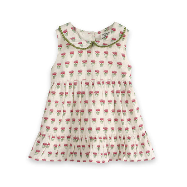 Mia Block Print Floral Baby Dress + Bloomer