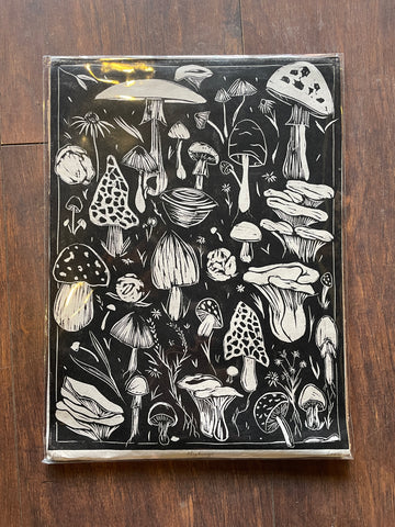 Fungi Linocut Print