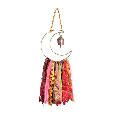Moon Bell Wind Chime With Upcycled Sari