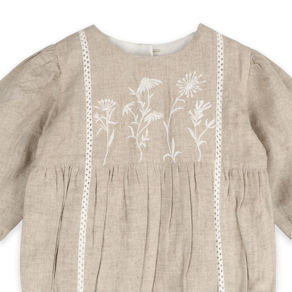 Lydia Embroidered Floral Baby Romper & Headband Set