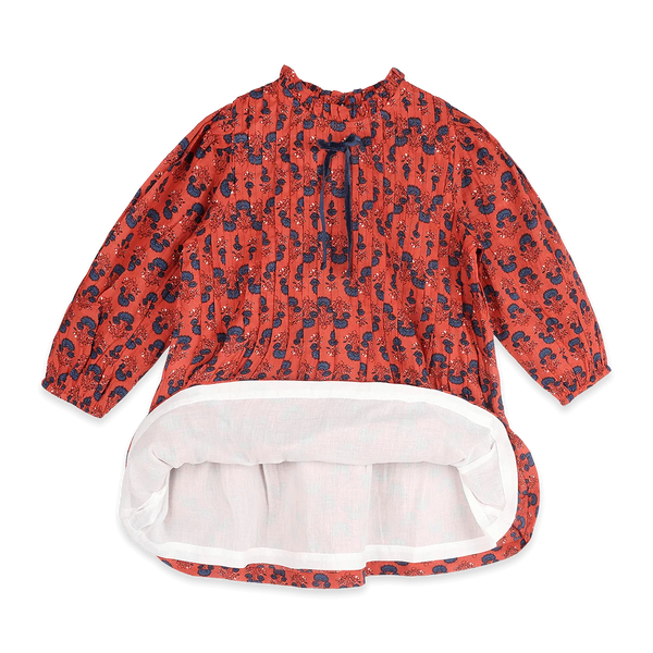 Myra Pleated Girl Dress - Terracotta