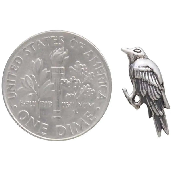 Sterling Silver or Bronze Raven Stud Earrings