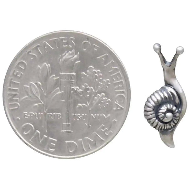 Sterling Silver or Bronze Tiny Snail Stud Earrings