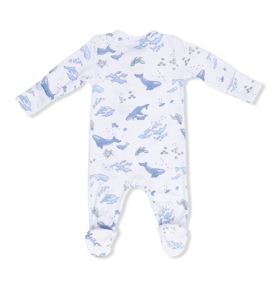 Watercolor Whale 2-Way Zipper Footie
