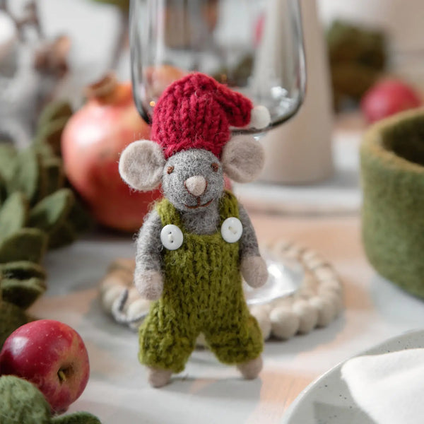 Mouse with Green Overalls Ornament