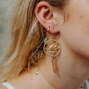 Sun and Orange Crystal Earrings