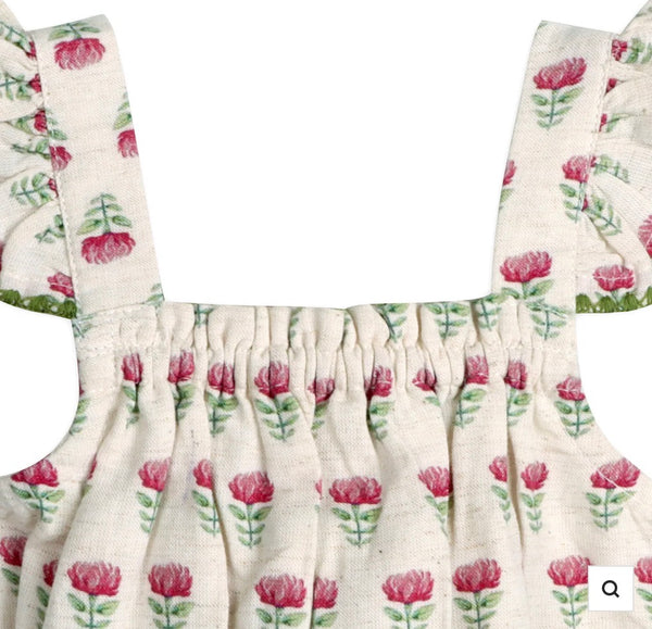 Delaney Block Floral Baby Romper + Headband