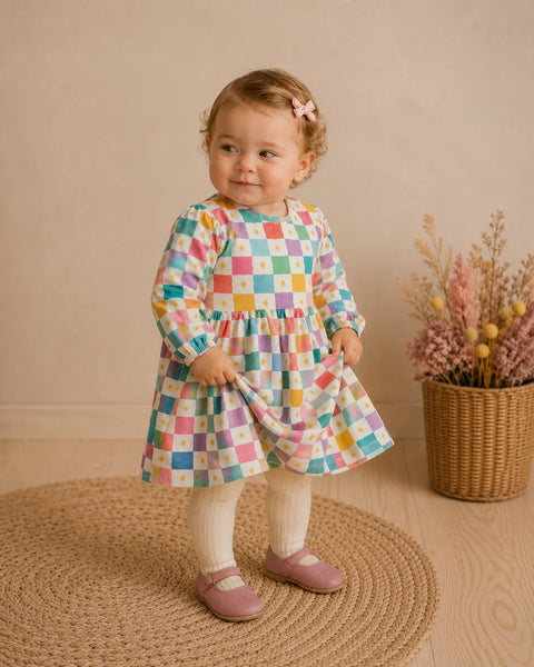 Colorful Checks Baby Dress & Bloomer