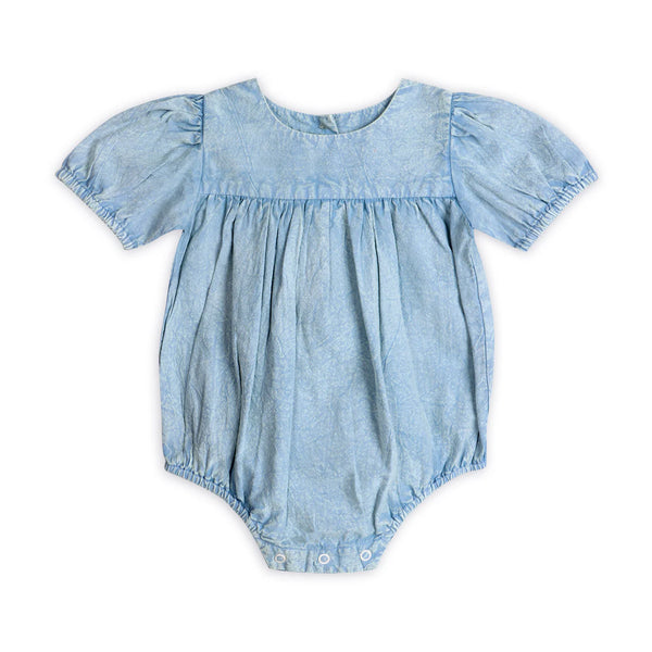Aspen Soft Denim Washed Baby Romper