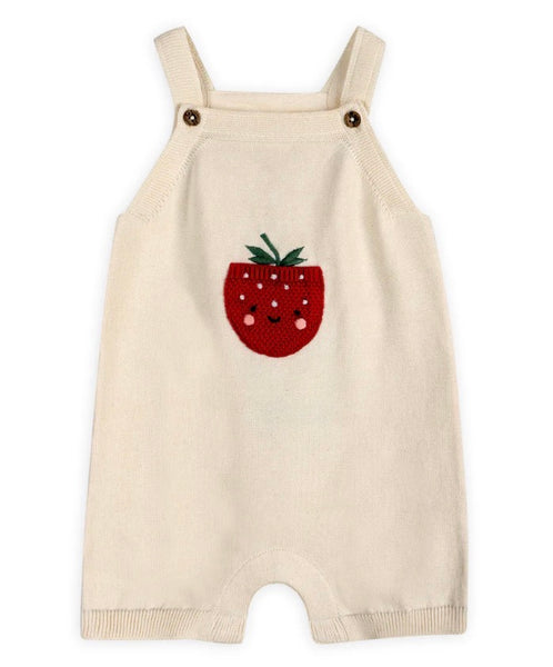 Strawberry Pocket Baby Knit Shortall Set