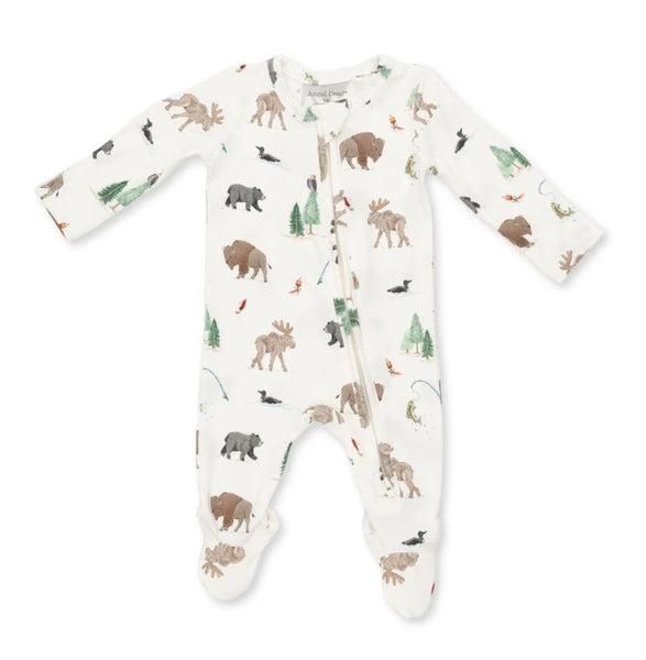 Northern Woodland Animals 2-Way Zipper Footie