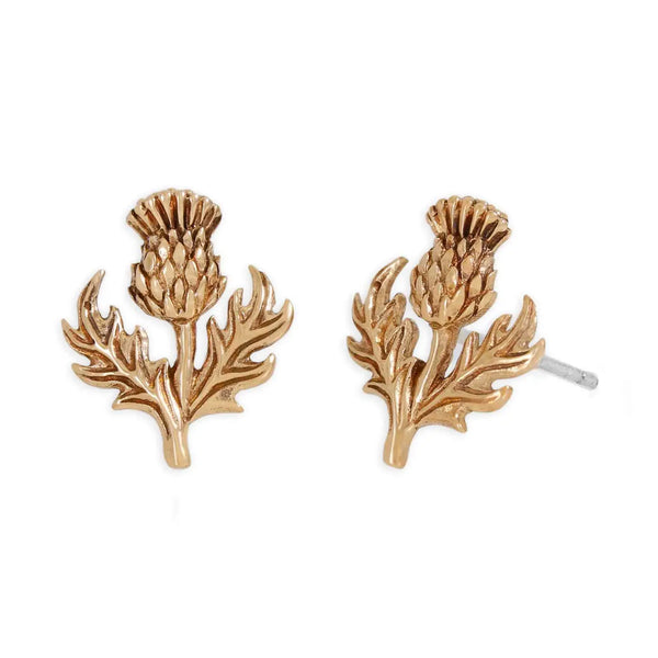 Silver or Bronze Thistle Stud Earrings