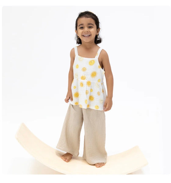 Happy Suns Peplum Tank with Wide Leg Pant