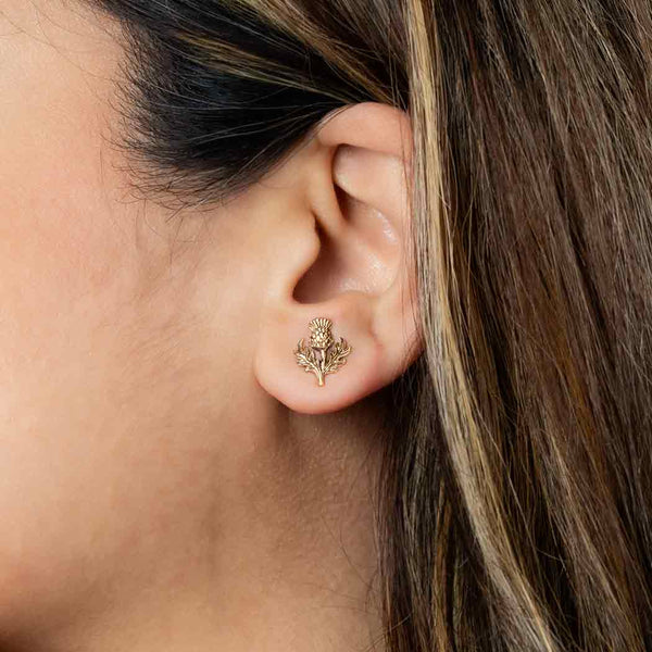 Silver or Bronze Thistle Stud Earrings