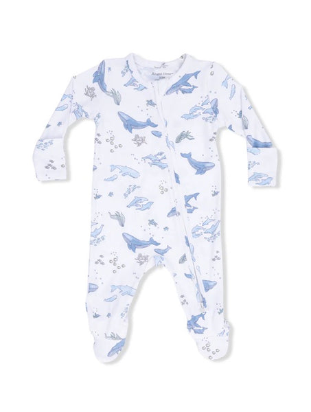 Watercolor Whale 2-Way Zipper Footie