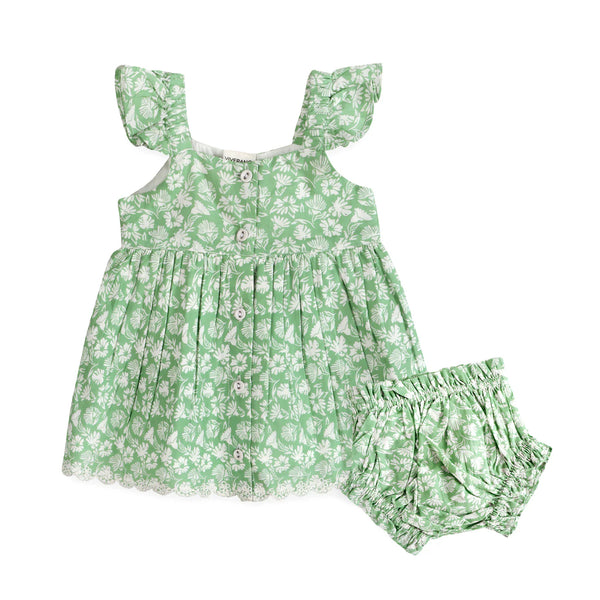 Ivy Embroidered Baby Dress + Bloomer