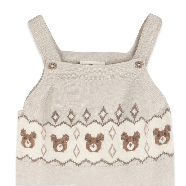 Bear Fair Isle Knit Baby Overall Set