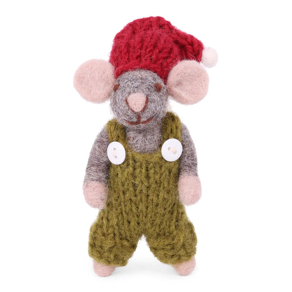Mouse with Green Overalls Ornament