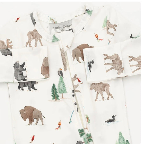 Northern Woodland Animals 2-Way Zipper Footie