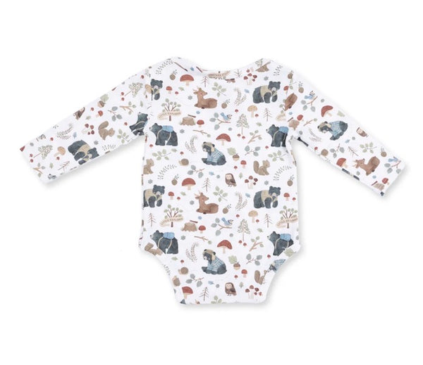 Southern Woodland Animals Long Sleeve Onesie