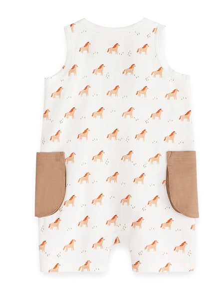 Horse Baby Side Pocket Shortie Romper