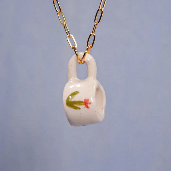 Tulip Miniature Mug Ceramic Charm Pendant Necklace