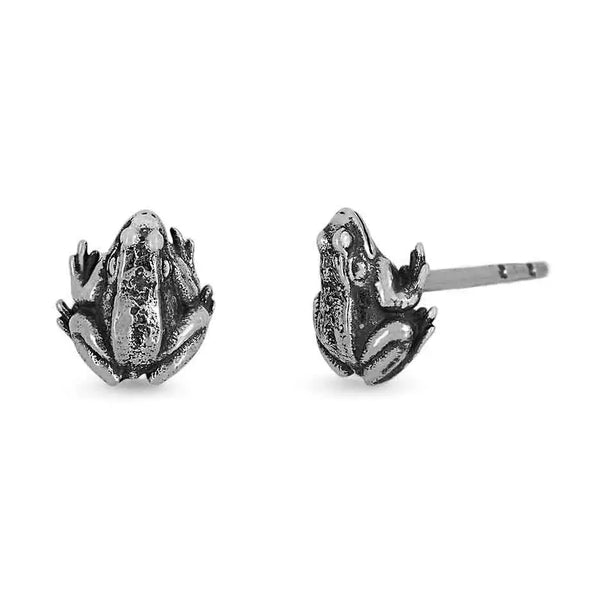 Sterling Silver Tiny Frog Stud Earrings