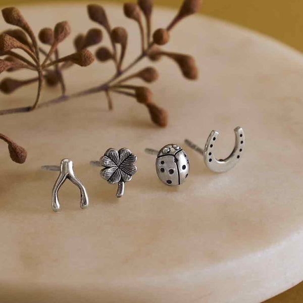 Sterling Silver Good Luck Stud Earring Set