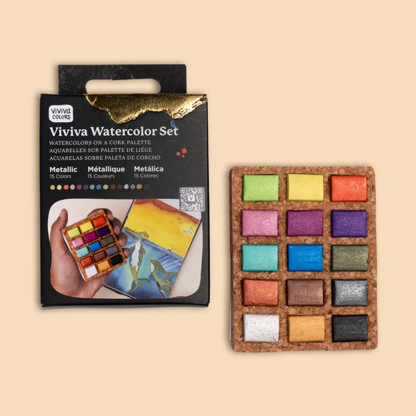 Metallic Watercolor Pans | Cork Palette