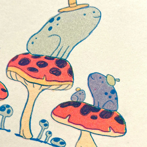 Frog Friends Small Riso Print