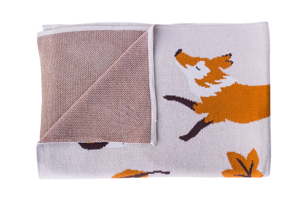 Leaping Fox Knit Blanket