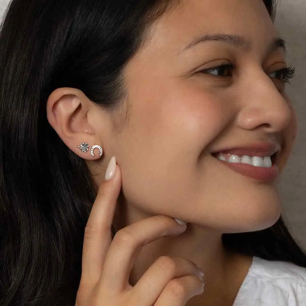 Sterling Silver Good Luck Stud Earring Set