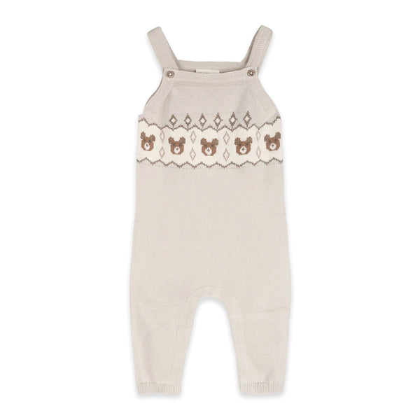 Bear Fair Isle Knit Baby Overall Set