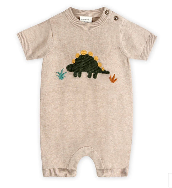 Dino Applique Baby Knit Romper