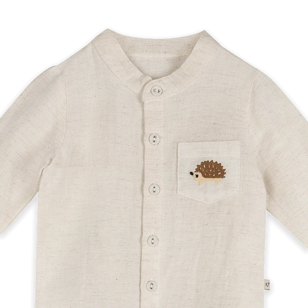 Felix Hedgehog Embroidered Pocket Baby Shirt & Corduroy Pant Set