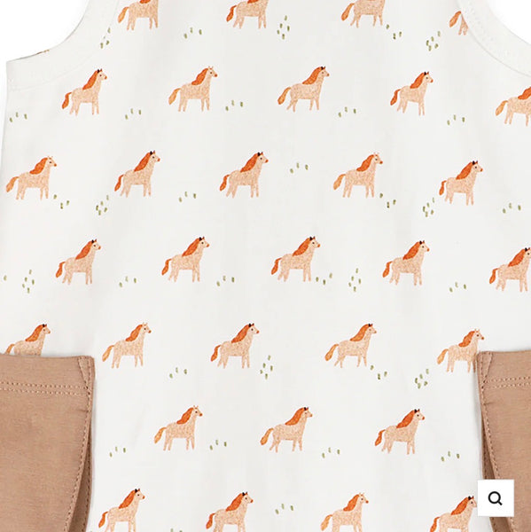 Horse Baby Side Pocket Shortie Romper