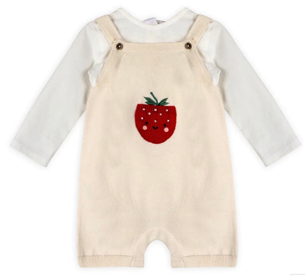 Strawberry Pocket Baby Knit Shortall Set