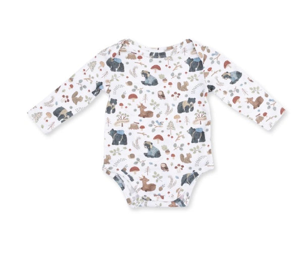 Southern Woodland Animals Long Sleeve Onesie
