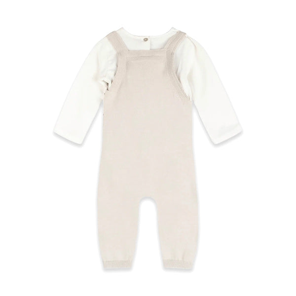 Bear Fair Isle Knit Baby Overall Set